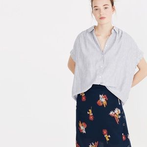 Madewell Central Shirt in Benton Stripe Blue/White Button Down Blouse size XXS